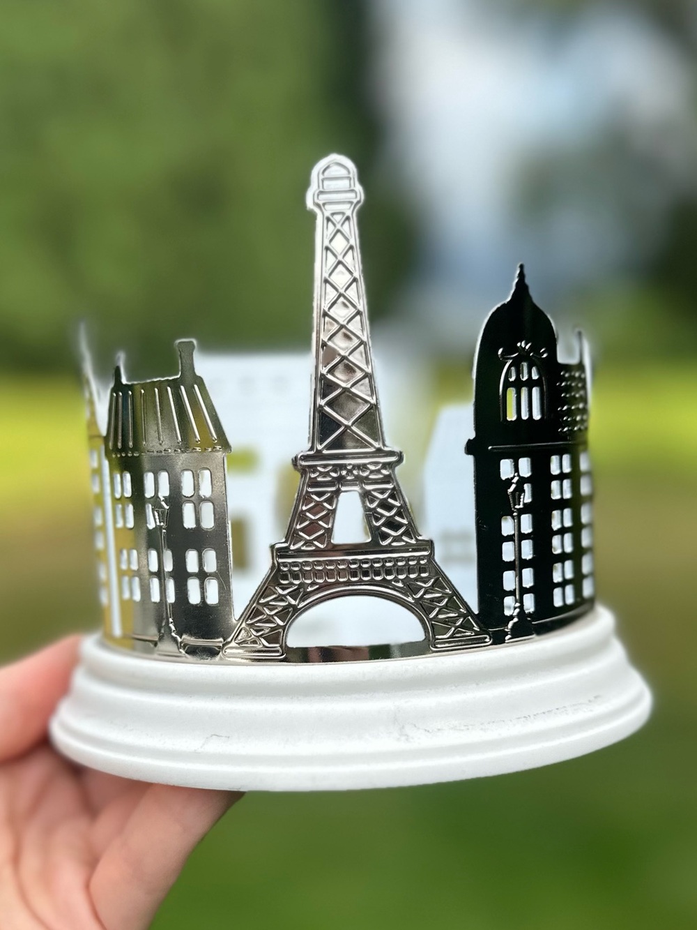 Bath & Body Works White/Silver Cityscape 3 Wick Candle Holder Emily In Paris